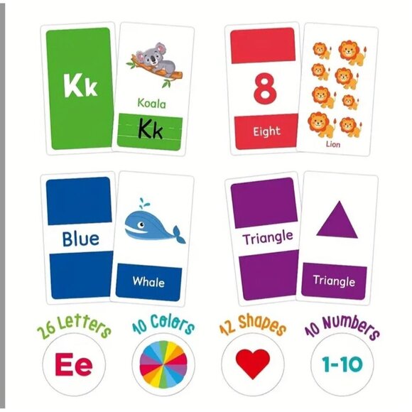 Early Education Flash Cards Toddler Learn English Shapes Numbers Letters Ani NIB - Picture 3 of 3